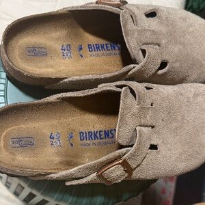 Birkenstock Taupe Suede Slip-Ons